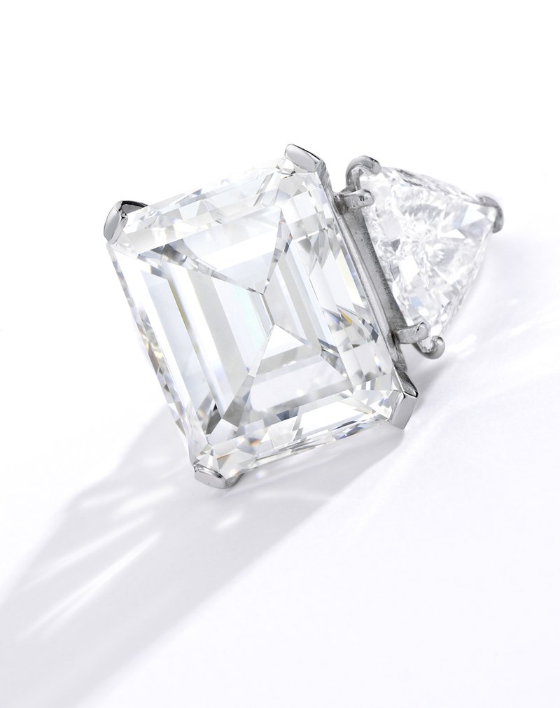 This image provided by Sotheby&#x2019;s shows Barbara Sinatra&#x2019;s 20-plus carat diamond engagement, which Frank Sinatra presented to her in a glass of champagne, which is part of more than 200 items belonging to Frank and Barbara Sinatra going up for auction. Sotheby&#x2019;s on Monday, Nov. 12, 2018, unveiled the contents of Lady Blue Eyes: Property of Barbara and Frank Sinatra which will go on the block in a series of auctions in New York in December. (Courtesy Sotheby&#x2019;s via AP)