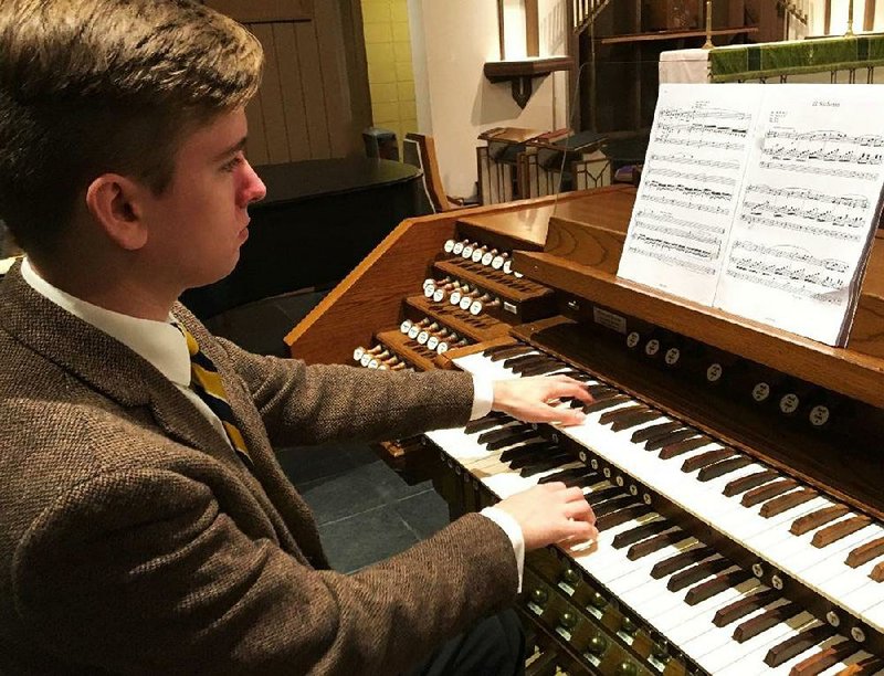 Organist Rees Roberts performs Tuesday at North Little Rock’s St. Luke’s Episcopal Church. 