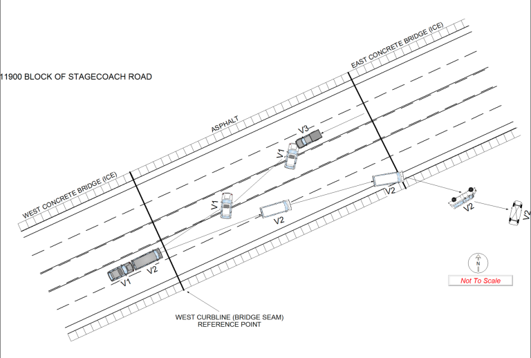 This diagram from a Little Rock Police Department accident report shows a crash on Stagecoach Road on Wednesday.