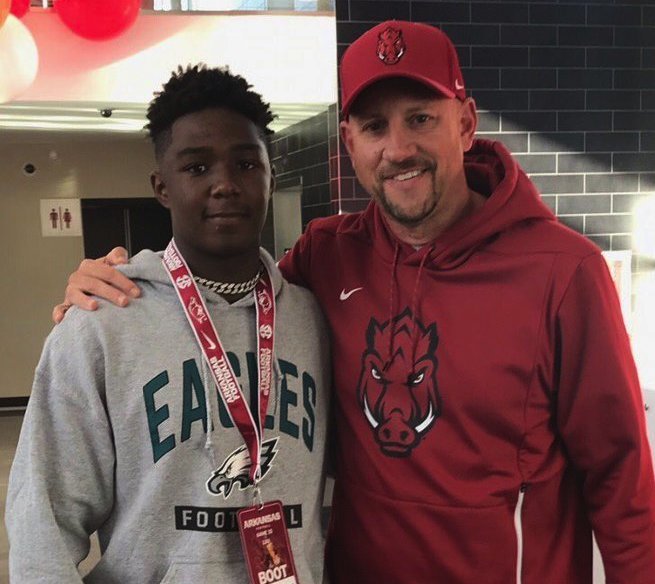 2020 RB Sevion Morrison and associate head coach and running backs coach Jeff Traylor. 