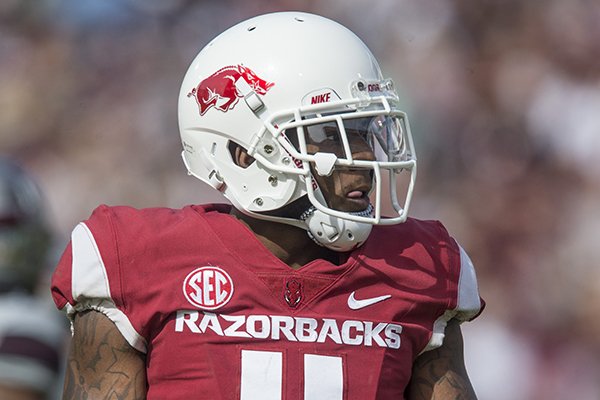 Arkansas cornerback Ryan Pulley is shown during a game against Mississippi State on Saturday, Nov. 17, 2018, in Starkville, Miss. 