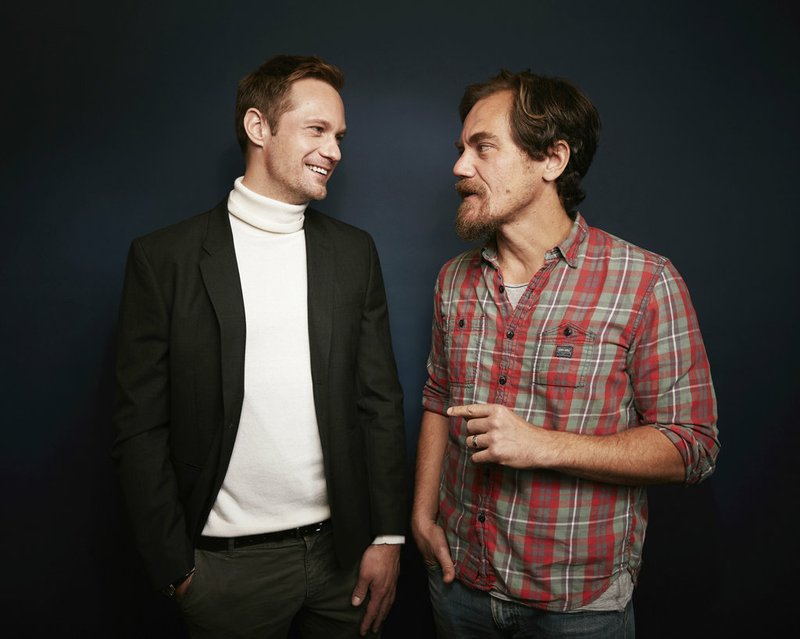This Nov. 6, 2018 photo shows actors Alexander Skarsg&#229;rd, left, and Michael Shannon posing for a portrait in New York to promote their AMC series "The Little Drummer Girl," based on John le Carre's best-selling novel. (Photo by Taylor Jewell/Invision/AP)