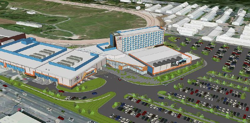 This artist’s rendering of the $100 million dollar expansion project at Oaklawn Racing & Gaming includes a 200-room, seven-story hotel overlooking the track along with a casino expansion and multipurpose event center. 