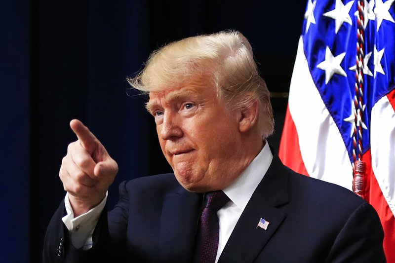 In this Nov. 15, 2018 photo, President Donald Trump speaks during a conference at the Eisenhower Executive Office Building on the White House complex in Washington. Trump said in a statement Tuesday that the U.S. does not condone the killing of the U.S-based Saudi columnist, but that "foolishly" canceling $110 billion in arms sales _ as some in Congress have suggested _ would only mean that Saudi Arabia would go to other countries to acquire them. (AP Photo/Manuel Balce Ceneta)