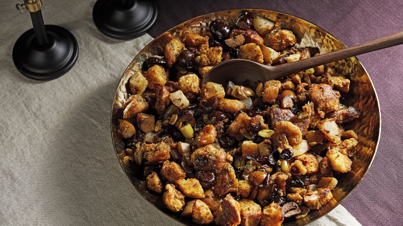 Sheet Pan Stuffing With Chestnuts. 