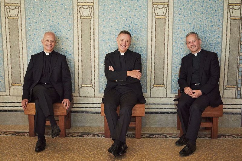 The Priests — (from left) Father Eugene O’Hagan, Father David Delargy and Father Martin O’Hagan — perform Tuesday at Saint Mark’s Episcopal Church in Little Rock.