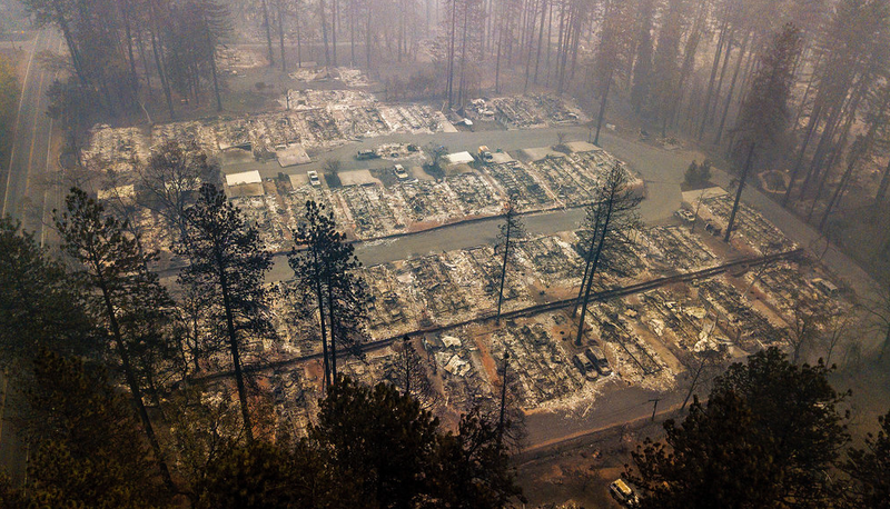 In this Nov. 15 file photo, residences leveled by a wildfire line a neighborhood in Paradise, Calif. 
