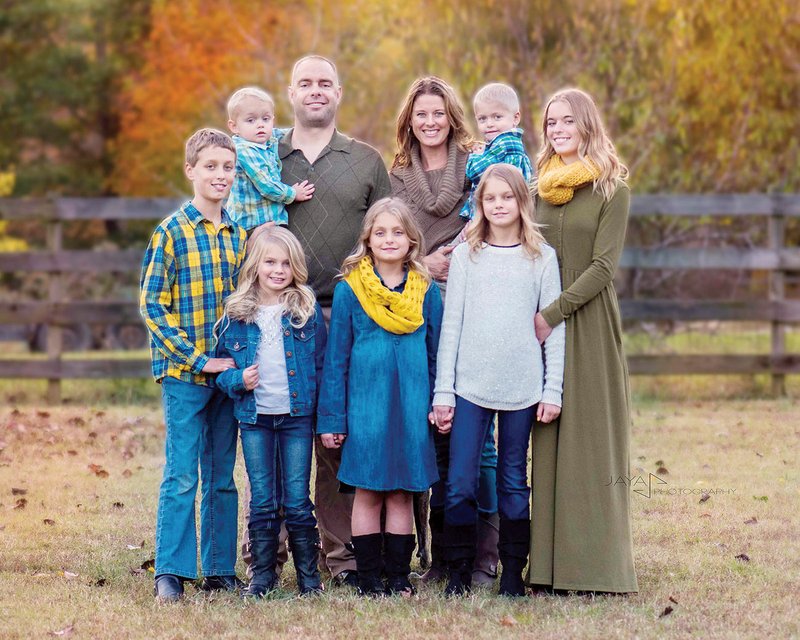 Aya Hansen was named the Searcy Arkansas Stake young women’s president for The Church of Jesus Christ of Latter-day Saints. Pictured is the Hansen family, front row, from left, Soren, Amerika, Brydn and Zavannah; and back row, Truen, husband Jay, Aya, Braven and Kiraya.