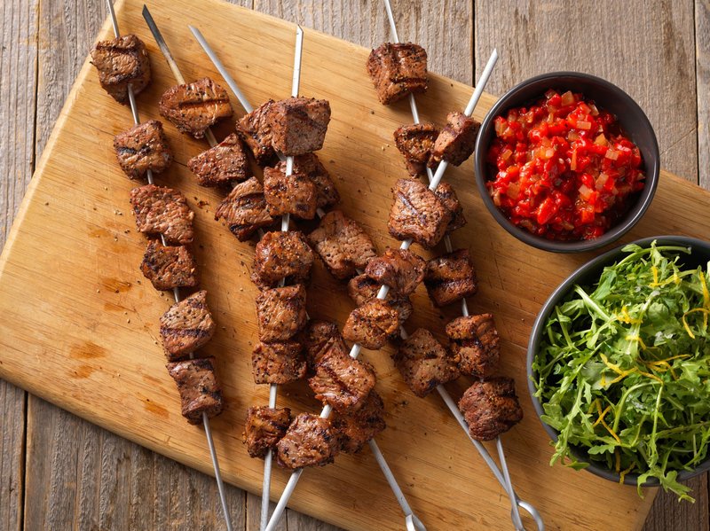 Beef Sirloin Kebabs With Roasted Red Pepper Dipping Sauce
Courtesy of Cattlemen’s Beef Board