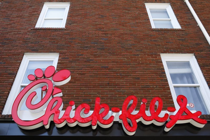  In this Oct. 30, 2018 file photo, Athens newest Chick-fil-A signage is set to open in downtown, Athens, Ga. (Joshua L. Jones/Athens Banner-Herald via AP, File)