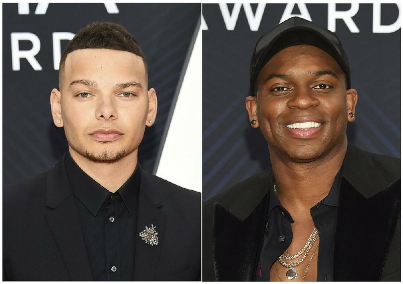 Country singers Kane Brown (left) and Jimmie Allen appear at the 52nd annual CMA Awards in Nashville, Tenn. Allen has made history as the first black artist to have his debut single reach No. 1 on country radio, and it happened on the same week Kane Brown, who is biracial, has the top country album in the country. 