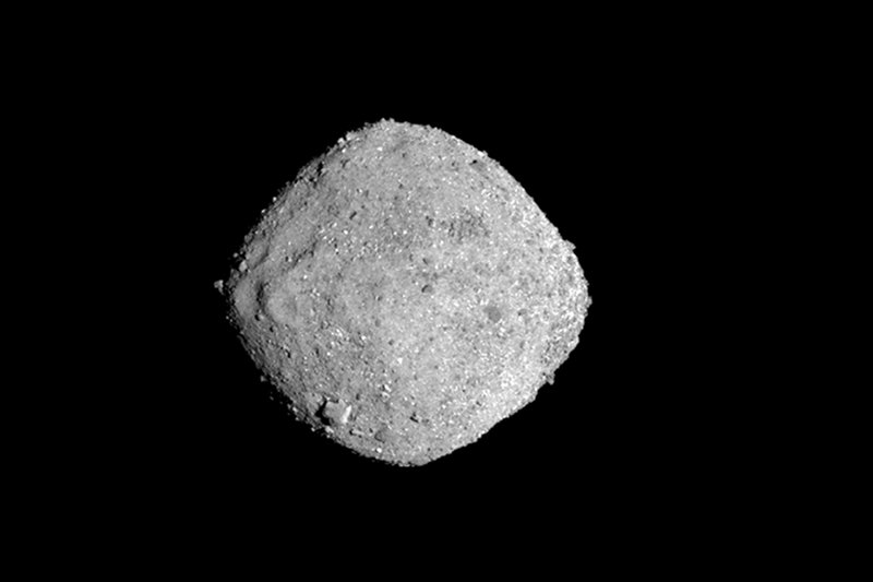 The Associated Press ASTEROID BENNU: This Nov. 16 image provided by NASA shows the asteroid Bennu. After a two-year chase, a NASA spacecraft has arrived at the ancient asteroid Bennu, its first visitor in billions of years. The robotic explorer Osiris-Rex pulled within 12 miles (19 kilometers) of the diamond-shaped space rock Monday. The image, which was taken by the PolyCam camera, shows Bennu at 300 pixels and has been stretched to increase contrast between highlights and shadows.