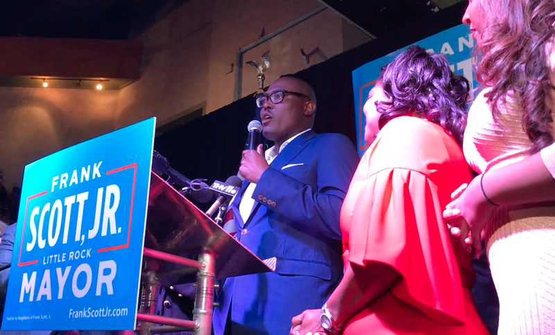 Frank Scott Jr. speaks to supporters at Cajun's Wharf during a victory speech on Dec. 4, 2018.
