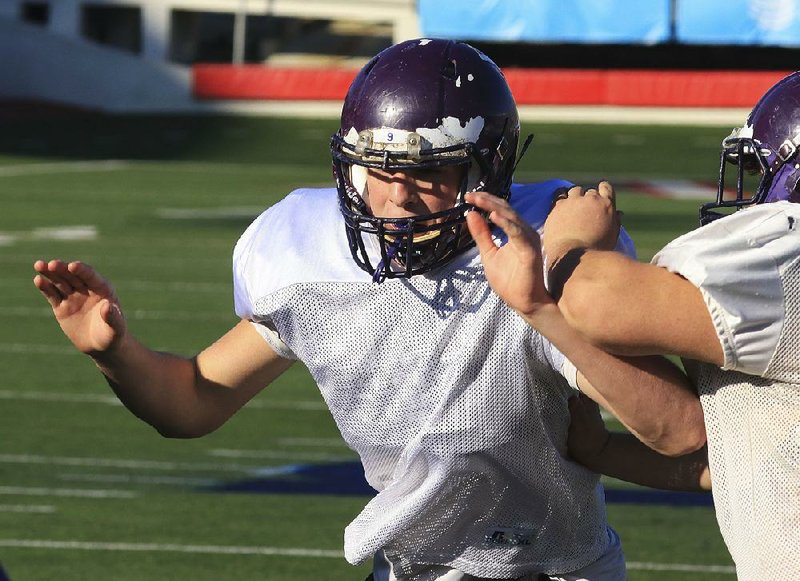 Kade Perry, a senior middle linebacker and offensive tackle for Hazen, will attempt to lead the Hornets to their first state title in Friday night’s Class 2A championship game at War Memorial Stadium in Little Rock. 