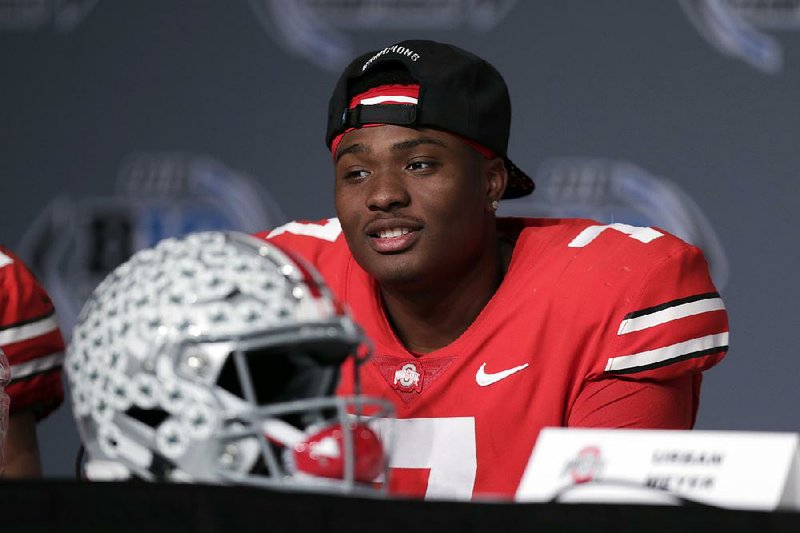 Ohio State quarterback Dwayne Haskins speaks during a news conference following the Big Ten championship NCAA college football game against Northwestern, early Sunday, Dec. 2, 2018, in Indianapolis. 