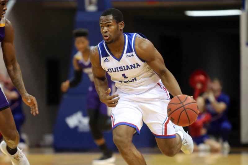 Submitted photo IN CONTROL: Louisiana Tech senior guard Derric Jean (1) dribbles up the court Tuesday during the Bulldogs' 82-68 win against Prairie View A&amp;M on Karl Malone Court at the Thomas Assembly Center in Ruston, La.