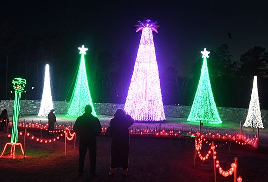 The Sentinel-Record/Grace Brown- Spectators take in the holiday light display at Garvan Woodland Gardens on Wednesday, December 5, 2018. 