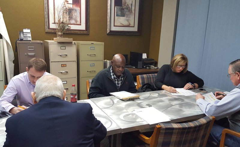 Magnolia City Council Finance Committee members discuss line items Thursday evening at City Hall during a preliminary 2019 budget meeting. Pictured are (back row, L-R): Aldermen Jaime Waller, James Jefferson, Kelli Souter; (front, L-R) Larry Talley, and Alderman-Elect Steve Nipper. Not pictured are Mayor Parnell Vann and Alderman-Elect Tia Wesson.Magnolia City Council Finance Committee members discuss line items Thursday evening at City Hall during a preliminary 2019 budget meeting. Pictured are (back row, L-R): Aldermen Jaime Waller, James Jefferson, Kelli Souter; (front, L-R) Larry Talley, and Alderman-Elect Steve Nipper. Not pictured are Mayor Parnell Vann and Alderman-Elect Tia Wesson.