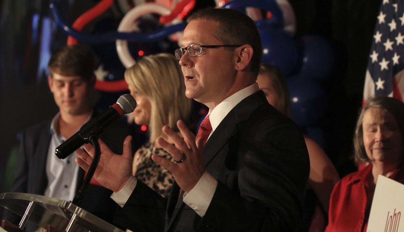 In this file photo Secretary of State John Thurston speaks to supporters on Nov. 6, 2018 after winning the election for secretary of state.
