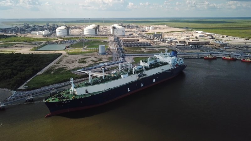 In this July 6 photo, a carrier ship for liquefied natural gas (LNG) is docked at Cheniere’s Sabine Pass Terminal in Cameron Parish, Louisiana. By specifically promoting LNG exports, the U.S. government is helping guarantee the success of a handful of companies _ using taxpayer dollars to boost a nascent industry it also regulates. Houston-based Cheniere has benefited from the government’s LNG push. (Kevin Clancy/Newsy via AP)

