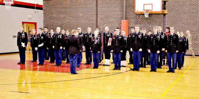 SUBMITTED PHOTO Members of the McDonald County High School JROTC program stand in formation during a recent inspection.