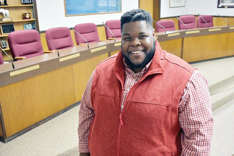 Rashad Woods, 26, stands in the room where he serves on the Dardanelle City Council. Woods, who was elected when he was 23, is the youngest person and the first African-American elected to the council. He’s also assistant editor at the Dardanelle Post Dispatch. “I love Dardanelle,” he said.
