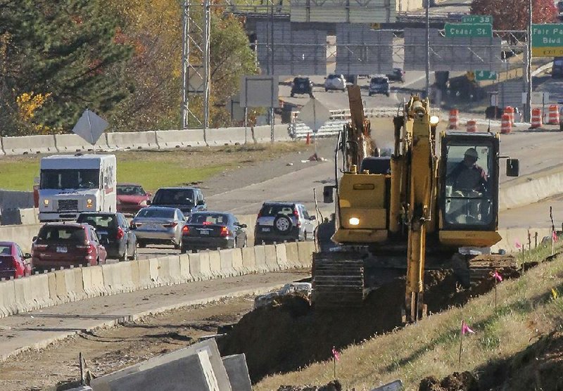 FILE — Work continues on Interstate 630 in Little Rock in this November 2018 file photo.