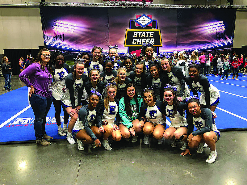 El Dorado's cheerleaders placed third Saturday in the Arkansas 4A-6A State Cheerleading Championships, held at the Hot Springs Convention Center.