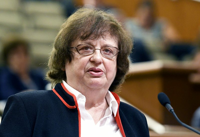 FILE - In this May 15, 2018, file photo, Barbara Underwood speaks to legislative leaders in Albany, N.Y., interviewing her for the office of New York Attorney General to replace Attorney General Eric Schneiderman who resigned amid domestic abuse allegations. President Donald Trump's charitable foundation has reached a deal to dissolve amid a legal battle with New York's attorney general Underwood. Underwood and the foundation filed a joint stipulation with the court Tuesday, Dec. 18, laying out a process for shutting down the charity and distributing its remaining assets to other nonprofit groups. (AP Photo/Hans Pennick, File)