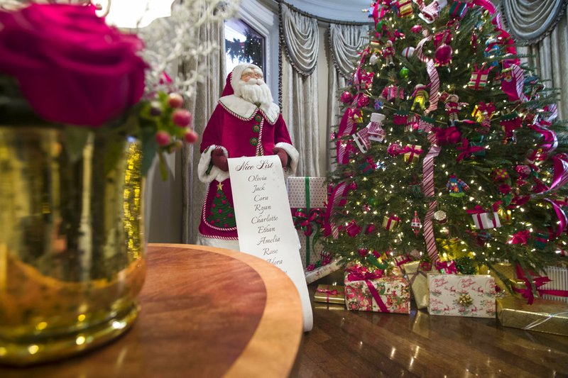 Holiday decorations are seen at the Vice President's residence, Thursday, Dec. 6, 2018, in Washington. Christmas at Vice President Mike Pence's official residence literally jumps out of the pages of "Twas the Night Before Christmas." (AP Photo/Alex Brandon)