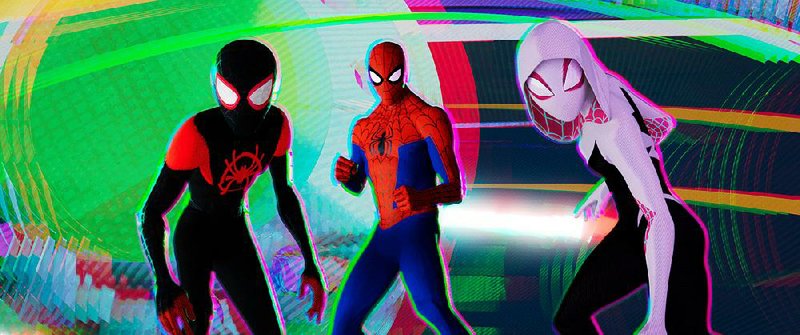 Miles Morales (voice of Shameik Moore), Peter Parker (voice of Jake Johnson) and Spider-Gwen (voice of Hailee Steinfeld) star in Columbia/Sony Animation’s Spider-Man: Into the Spider-Verse. It came in first at last weekend’s box office and made about $35.4 million.