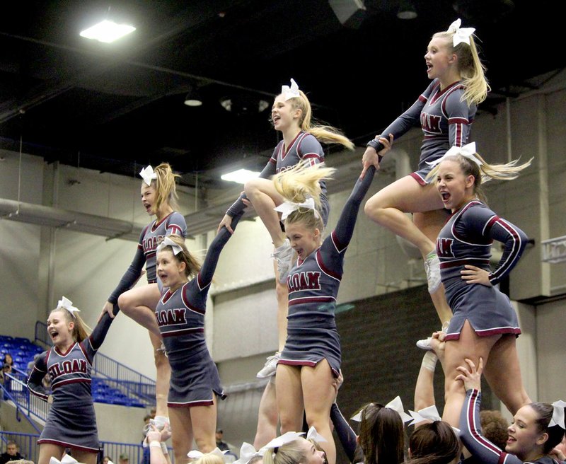 Julie Chandler/Special to the Herald-Leader Siloam Springs High School's competitive cheer team's performance at the 2018 4A-6A Co-Ed State Championship in Hot Springs on Dec. 15 earned them second place.