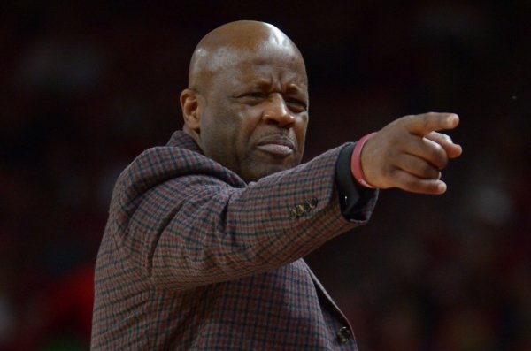 Arkansas coach Mike Anderson directs his players against Texas State Saturday, Dec. 22, 2018, during the second half in Bud Walton Arena. Visit nwadg.com/photos to see more photographs from the game.