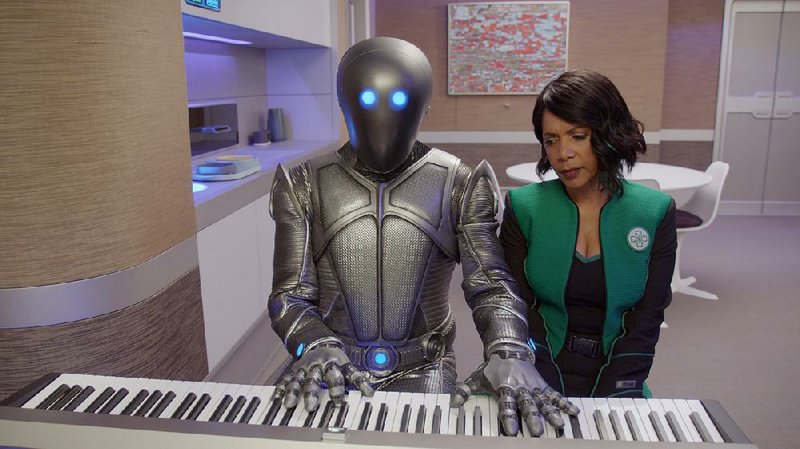 Mark Jackson stars as Isasc and Penny Johnson Jerald as Dr. Claire Finn in The Orville. It returns for a second season at 7 p.m.today.