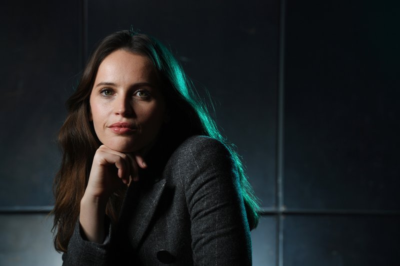 Felicity Jones, who plays Ruth Bader Ginsburg in the movie "On the Basis of Sex" poses in Washington, D.C., earlier this month. 