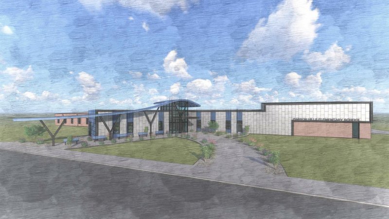 This rendering by Core Architects shows how Parson Hills Elementary School in Springdale could look once a renovation and addition is completed next fall. The addition is expected to be 1,200 to 1,600 square feet for a school-based health center.