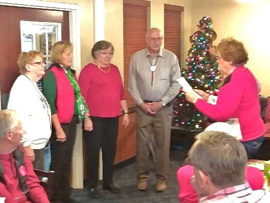 Courtesy photo Joann Cowell (from right) is shown installing President Gary Reynolds, Secretary Jean Justice, Treasurer Judy Lathen and Wagon Master Virginia Reynolds, newly appointed officers for 2019 for the Bella Vista Traveling Sams. The club's next meeting is at 11 a.m. Jan. 10 in Gusano's party room in Bella Vista. Information: Virginia Reynolds at (479) 715-6137.