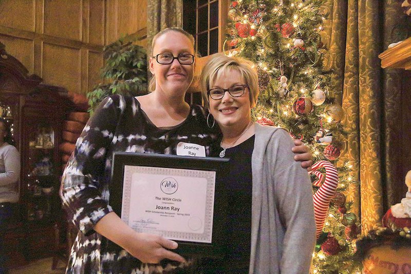 JoAnne Ray, left, stands with Amy Reed, director of development at Central Baptist College. Ray, a recovering drug addict, has finished Phase 1 at The Harbor Home for women in Conway and will enter CBC’s Professional Adult College Education program for working adults. Her scholarship will cover tuition not covered by her Pell Grant. “I never dreamed I’d be able to go to college,” Ray said.