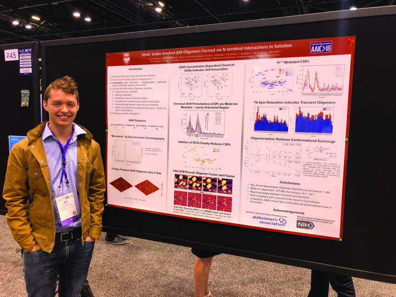 Jay Maxson Pittman presents results of his research at the Alzheimer’s Association International Conference (AAIC) 2018 in Chicago. AAIC is the largest and most influential international meeting dedicated to advancing dementia science and convenes the world’s leading basic science and clinical researchers along with next generation investigators to share research discoveries on Alzheimer’s.