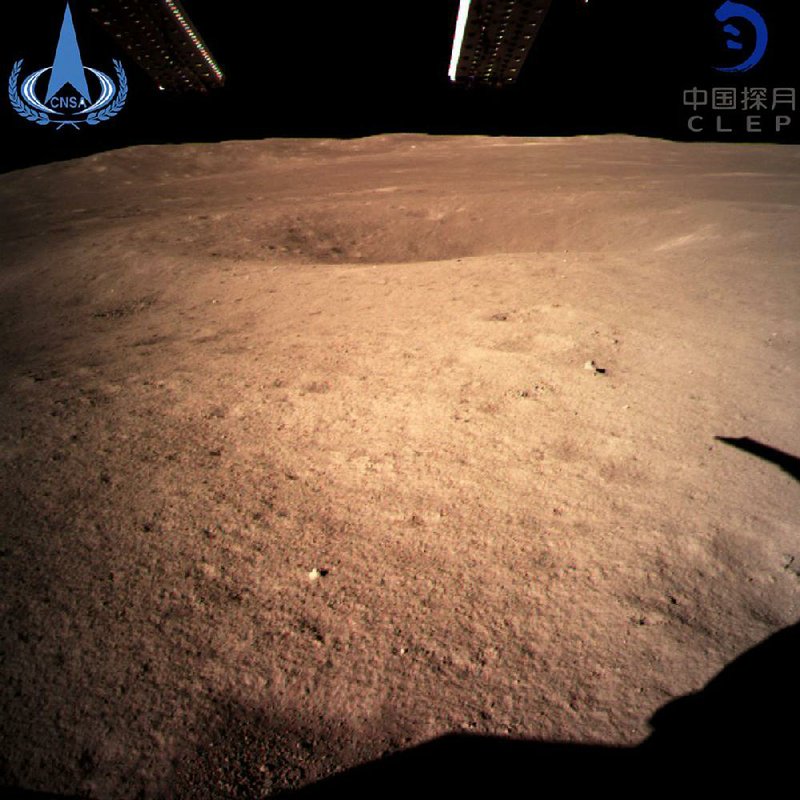 The first image of the moon’s far side taken by China’s Chang’e-4 lunar probe is beamed back in this photo provided Thursday by the China National Space Administration. The spacecraft is the first to land on the “dark” side of the moon and highlights China’s growing ambitions to rival the U.S., Russian and European space programs. China launched a relay satellite in May to enable communication with Earth. The far side of the moon isn’t always dark, despite its reputation in popular culture. 