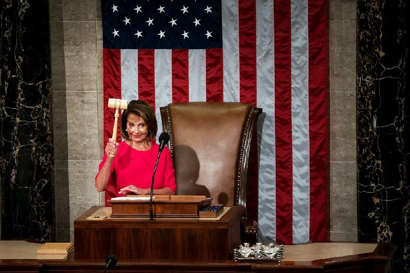 House Speaker Nancy Pelosi wields her gavel after her election Thursday.