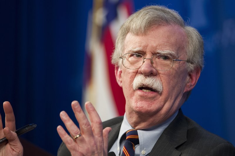 The Associated Press WITHDRAW DECISION: In this Dec. 13, 2018 file photo, National Security Advisor John Bolton unveils the Trump Administration's Africa Strategy at the Heritage Foundation in Washington. The White House has sent Bolton on a mission to allay Israel's concerns about President Donald Trump's decision to withdraw U.S. troops from Syria. The pullout announced before Christmas was initially expected to be completed within weeks, but the timetable has slowed as the president acceded to requests from aides, allies and members of Congress for a more orderly drawdown.