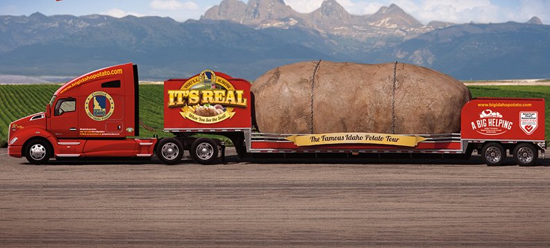 Submitted photo The 4-ton Big Idaho Potato and its accompanying truck and trailer -- at a combined 72 feet long -- will almost fill the 98-foot length of Bridge Street on March 17 during the First Ever 16th Annual World's Shortest St. Patrick's Day Parade.