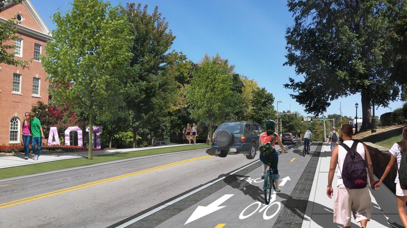 Courtesy/ALTA PLANNING + DESIGN
An artist's rendering depicts the proposed cycle track planned for Maple Street in Fayetteville.
