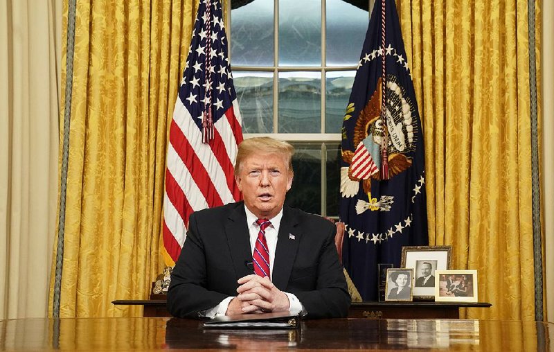 President Donald Trump speaks to the nation Tuesday night from the Oval Office of the White House, repeating his demand for more than $5 billion for a border wall to end the government shutdown. 