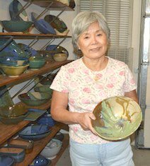 Photo submitted Norie Allen is shown with one of her custom clay pieces. She was chosen as the first featured artist of 2019 by the Bella Vista Arts Council.