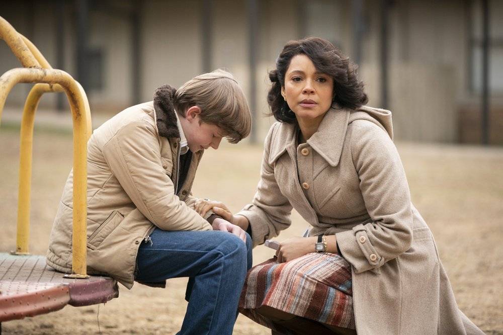 Corbin Pitts of North Little Rock shares a scene with Carmen Ejogo in True Detective. The third season, set and filmed in Arkansas, premieres tonight on HBO. (HBO/WARRICK PAGE)

