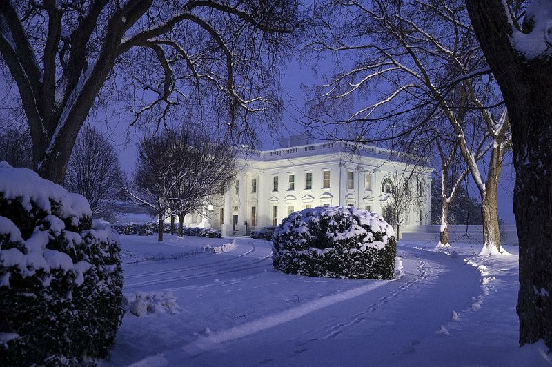 The White House is shown Sunday as Washington receives its first major snowfall of 2019. 