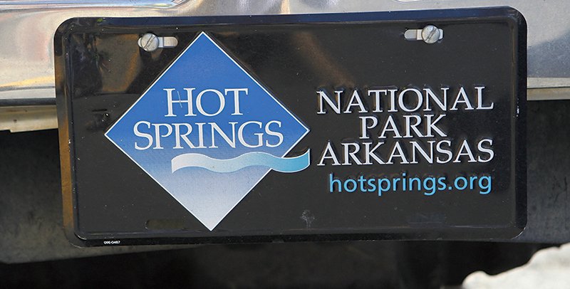 One of the free license plates offered by Visit Hot Springs. - File photo by The Sentinel-Record