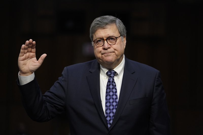 Attorney General nominee William Barr is sworn in before the Senate Judiciary Committee on Capitol Hill in Washington, Tuesday, Jan. 15, 2019. Barr will face questions from the Senate Judiciary Committee on Tuesday about his relationship with Trump, his views on executive powers and whether he can fairly oversee the special counsel's Russia investigation. Barr served as attorney general under George H.W. Bush. (AP Photo/Carolyn Kaster)

